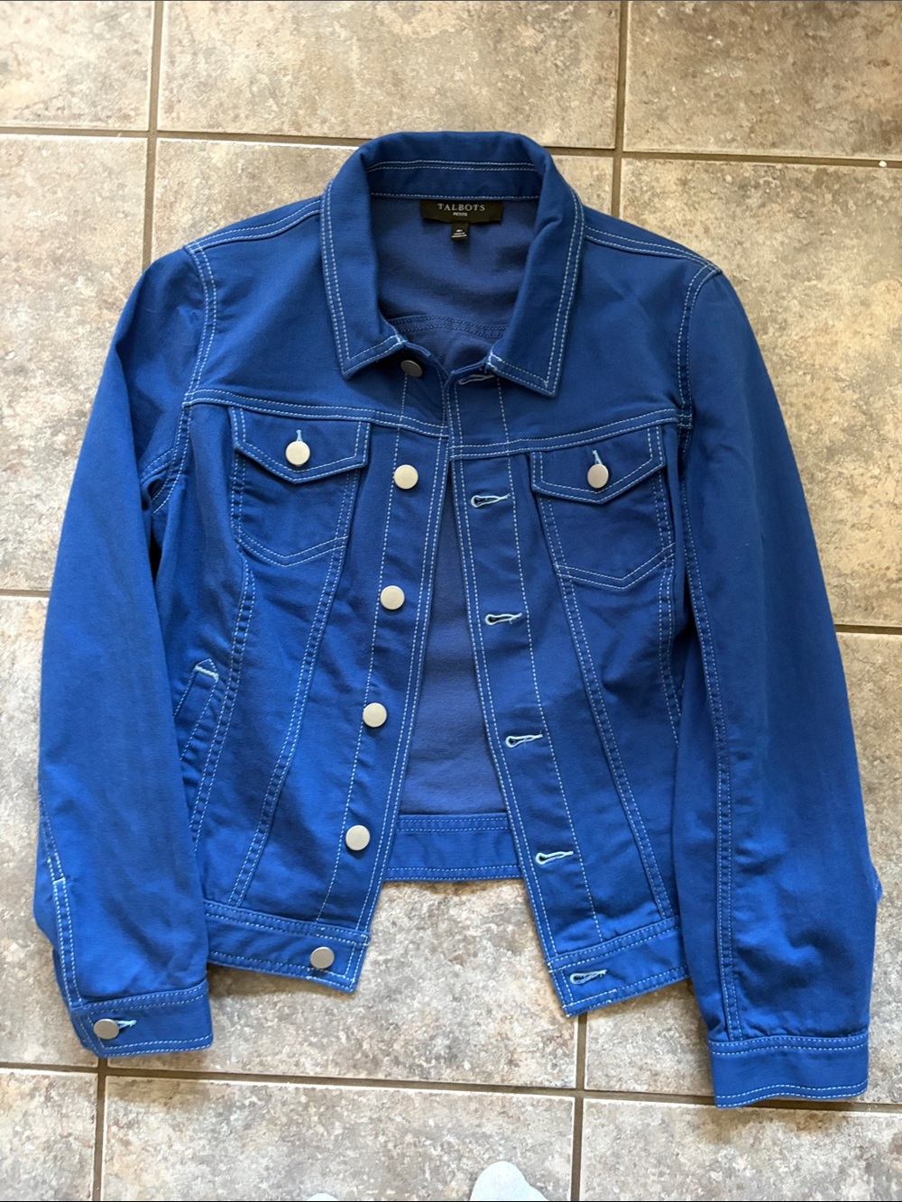 Talbots Cobalt Blue Button-Front Denim Jacket